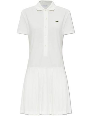 Lacoste Stretch Piqué Geplooide Polojurk - Wit