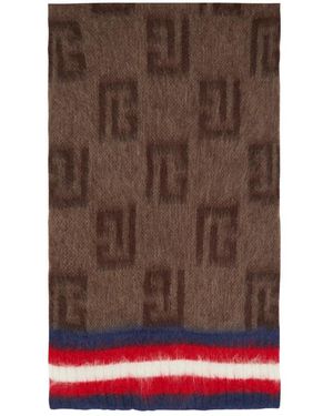 Balmain Sciarpa in mohair spazzolato con monogramma - Marrone