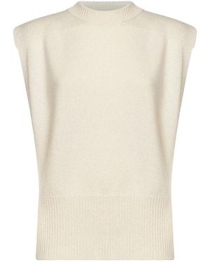 Uma Wang Geripptes Rundhals-Top - Natur