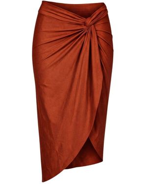 Miss Bikini Midi-Rock Aus Mikrofaser Mit Knoten - Braun