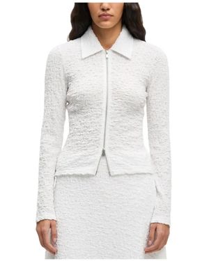 Samsøe & Samsøe Hoodies & Sweatvesten ,Wit ,Katoen Sadaisy Zip Blouse 14232