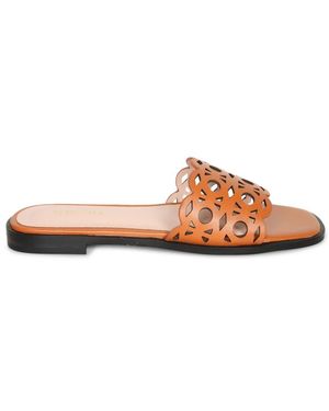 Coccinelle Schoenen ,Leer Perforated Leather Slider - Bruin