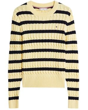 Tommy Hilfiger Cable Knit Rundhals-Pullover - Schwarz