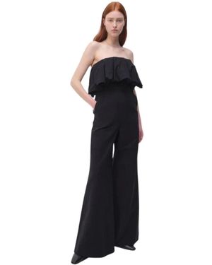 Jonathan Simkhai Jumpsuits & Playsuits ,Zwart ,Katoen Ruche Detail Zwart Jumpsuit