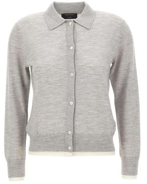 Gran Sasso Truien & Vesten ,Grijs ,Wol Merino Wolle Polo