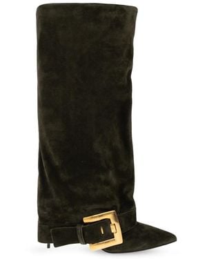 Balmain Schoenen ,Groen ,Suède Suède Laarsjes Met Hak - Zwart