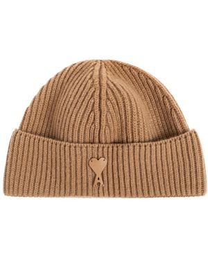 Ami Paris Merino Wollmütze - Braun
