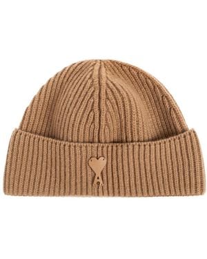 Ami Paris Accessoires ,Wol Merino Wool Beanie - Bruin