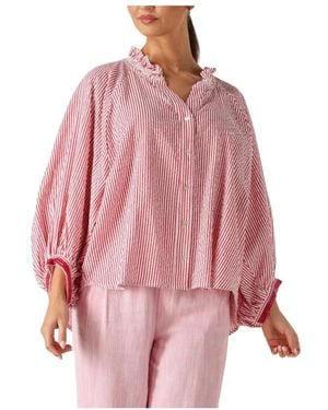 Pom Blouse Seersucker - Roze