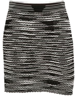 Missoni Rokken ,Veelkleurig ,Bruine Gestreepte Geribbelde Rok - Zwart