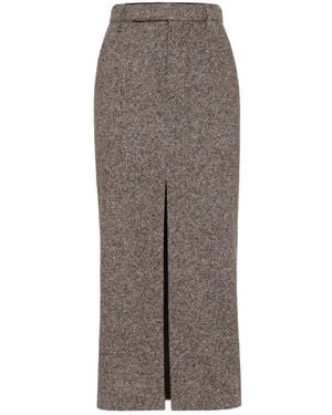 Brunello Cucinelli Brauner High-Waist-Rock Mit Schlitz