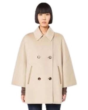 Max Mara Jassen ,Wol Galosce Jas Met Revers Van Wolmix - Naturel