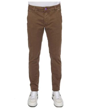 Hand Picked Broeken ,Bruin ,Katoen Slim-Fit Broeken
