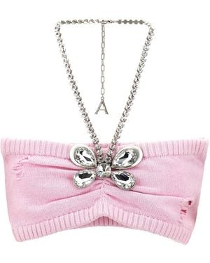 Area Crystal Butterfly Knit Bandeau - Pink