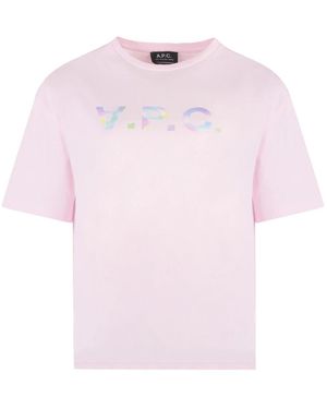A.P.C. Tops ,Roze ,Katoen Ana Katoenen T-Shirt Met Ronde Hals