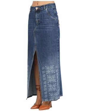 Akep Denim Lange Rock Mit Reißverschluss - Blau