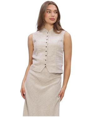 Moss Copenhagen Jassen ,Leer Mschviana Ginia Waistcoat - Naturel