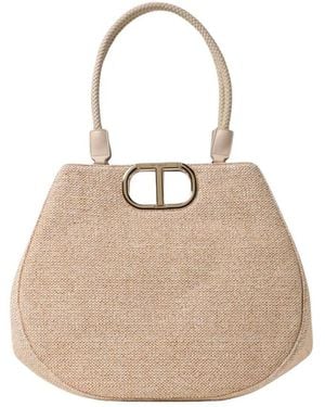 Twinset Elegant Straw Tote Bag - Natur