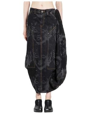 VAQUERA Prom Denim Maxi Rock - Schwarz