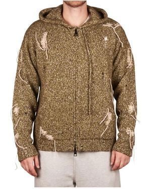 ATOMOFACTORY Hoodies & Sweatvesten ,Groen ,Moulinè Zip Hoodie - Bruin