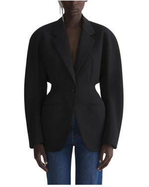 Mugler Jassen ,Zwart ,Leer Getailleerd Jasje