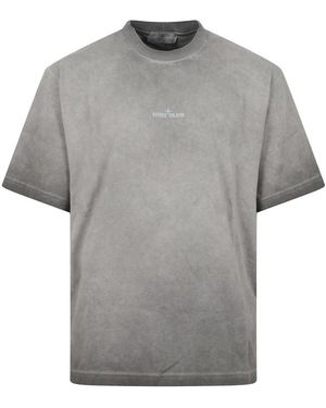 Stone Island Tops ,Zwart ,Katoen Ss Tee - Grijs