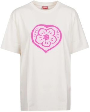 KENZO Tops ,Katoen Boke Heart Loose T-Shirt - Roze