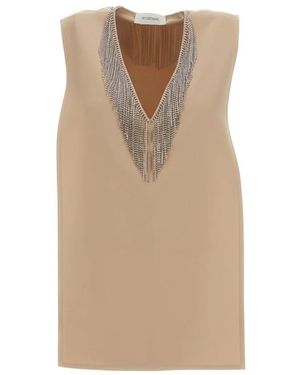 Sportmax Overhemden ,Geometric Sleeveless Top - Naturel