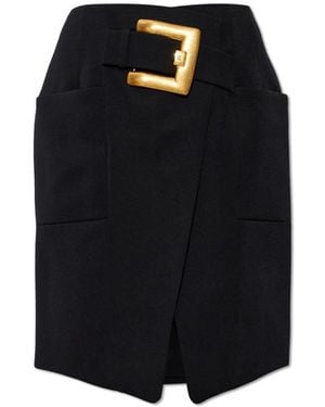 Balmain Rokken ,Zwart ,Katoen Belted Grain De Poudre Rok