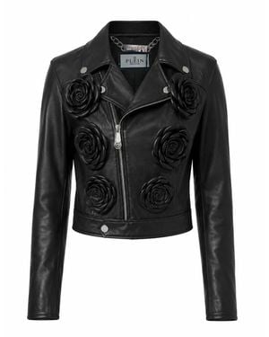 Philipp Plein Leather Jackets - Negro
