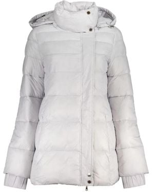 Patrizia Pepe Weiße Steppjacke Mit Abnehmbarer Kapuze - Grau