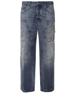 DSquared² Grease Monkey Spot Baggy Carpenter Jeans - Blauw