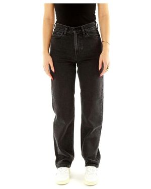 Carhartt High Waist Straight Fit Denim Hose - Schwarz
