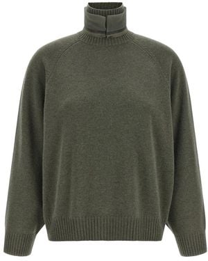 Brunello Cucinelli Truien & Vesten ,Groen ,Kasjmier Trui Met Hoge Hals