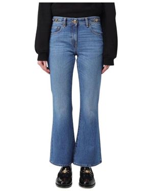 Versace Elegante Blaue Flared Jeans Mit Medusa-Bund
