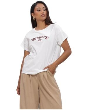 Nukus Tops ,Wit ,Katoen Senna T-Shirt - Bruin
