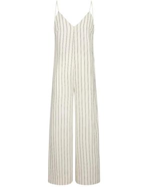Dondup Jumpsuits & Playsuits ,Wit ,Gestreepte Jumpsuit Met Elegante Stijl