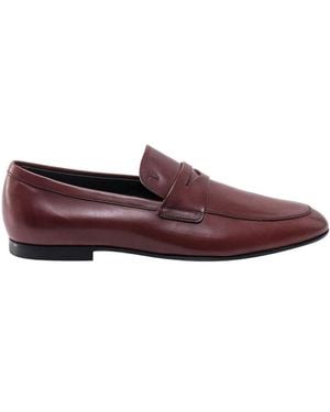 Tod's Flache Braune Schuhe Mit Monogrammsohle - Rot