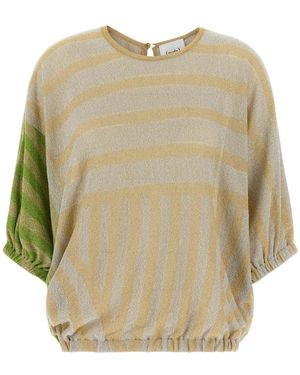 Nude Gestreifter Lurex-Pullover - Natur