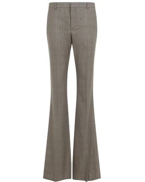 Saint Laurent Broeken ,Wol Prince Of Wales Flared Broeken - Grijs