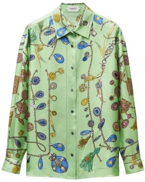 Versace Overhemden ,Veelkleurig ,Shirts - Groen