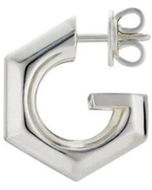 Gucci Accessoires ,Grijs ,Geometric G-Logo Hoop Oorbellen - Metallic