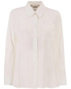 Max Mara Overhemden ,Wit ,Linnen Klassiek Button-Down Overhemd