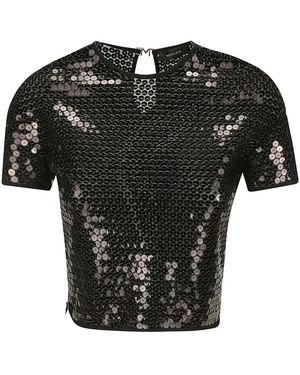 Mugler Tulle Stretch Top - Zwart