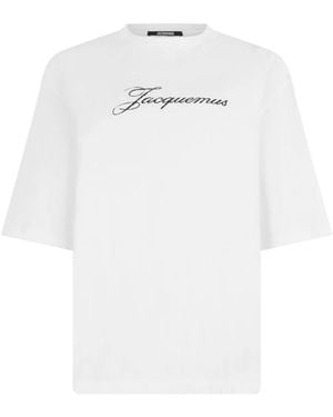 Jacquemus Tops ,Wit ,Katoen T-Shirt Met Logo