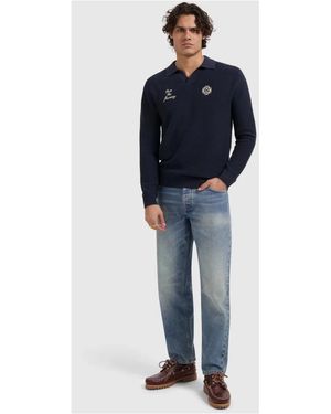 Pure Path Own The Journey Strickpolo-Pullover - Blau