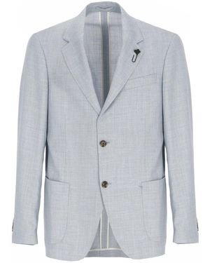 Lardini Jassen ,Blauw ,Wol Enkelrijige Wollen Jas