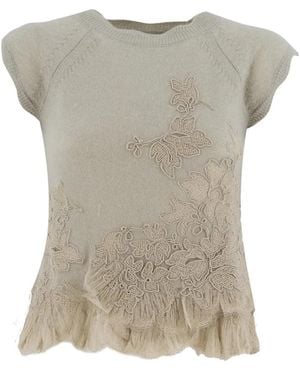 Ermanno Scervino Kurzärmliger Kaschmirpullover - Grau