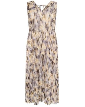 Kaffe Grau Grafisches Blur-Print Kleid - Natur