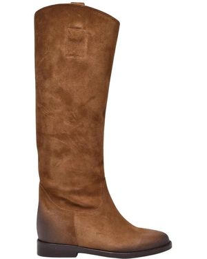 GISÉL MOIRÉ Schoenen ,Bruin ,Leer Yasmin Hoge Laars